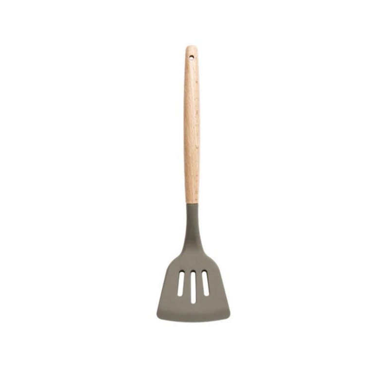 Силиконовые кухонные принадлежности гаджеты с деревянной ручкой кухонные инструменты набор кухонных принадлежностей лопатка Черпак ложка домашние кухонные инструменты W1