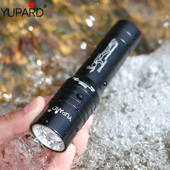 

YUPARD XM-L2 T6 led Diving zoomable White yellow Light Bright Waterproof Flashlight diver underwater +18650 battery charger