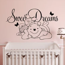 Мультяшный медведь наклейка на стену для детской комнаты украшение для дома виниловые настенные наклейки для украшения комнаты Наклейка на стену