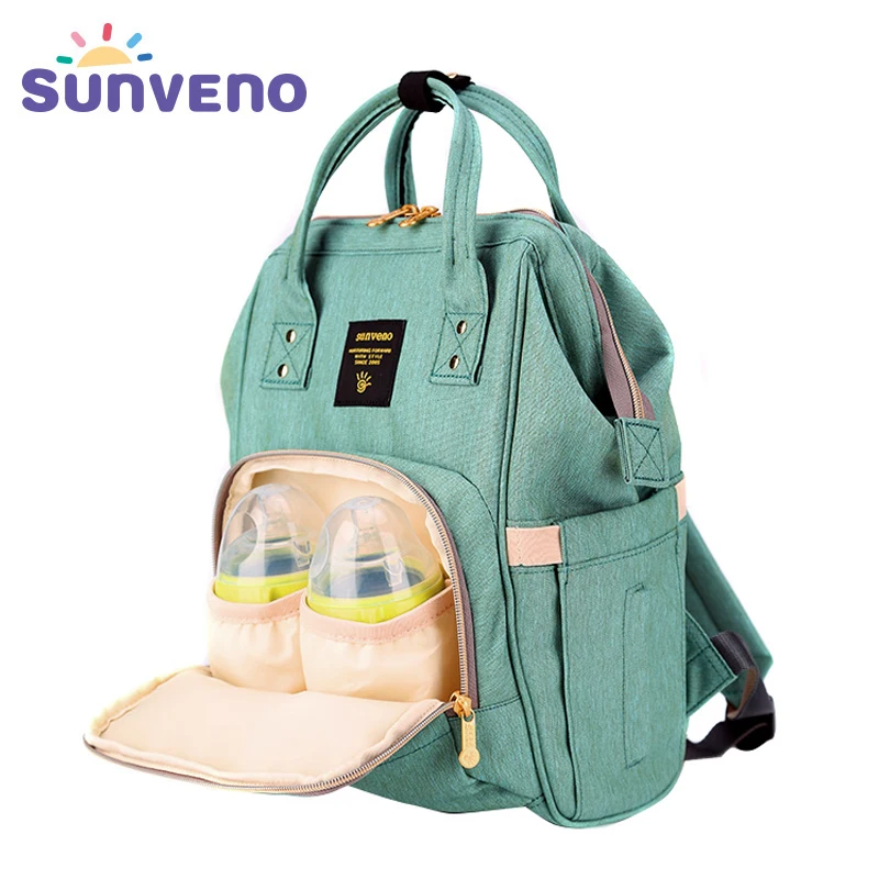 Sunveno الأزياء حفاضات حقيبة متعددة الوظائف الأمومة الحفاض حقيبة العلامة التجارية الطفل حقيبة M/S SizeTravel ظهره التمريض حقيبة رعاية الطفل