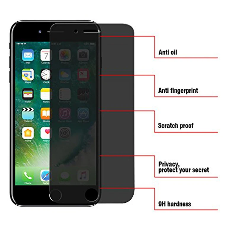 Антишпионское закаленное стекло для iPhone X XS MAX XR, Защитное стекло для экрана для iPhone 8, 7 plus, 6, 6 S, полное покрытие, защитная пленка