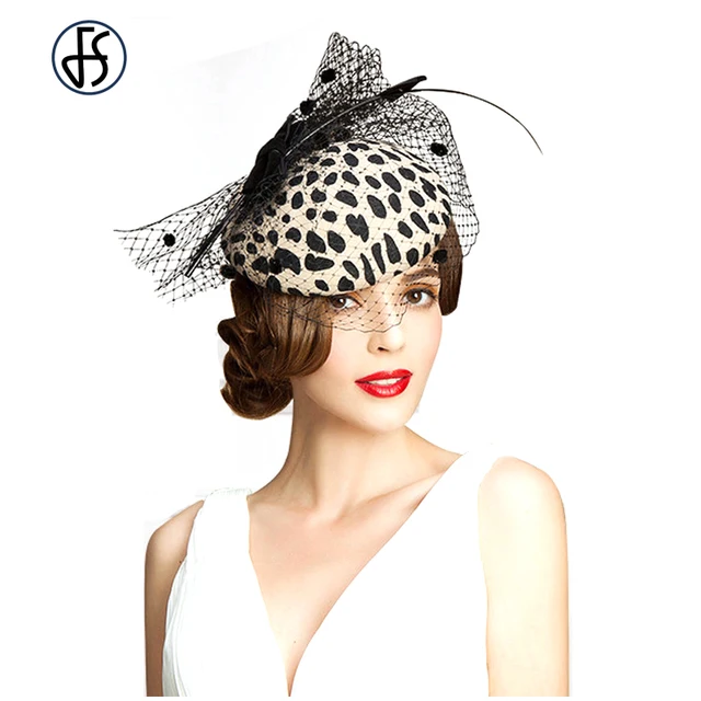 Elegant Australian Wool Vintage Pillbox Hat Women Leopard Gauze Elegant Australian Wool Vintage Pillbox Hat Women Leopard Gauze Patchwork Fedora Wedding Fascinators Party Felt Cap