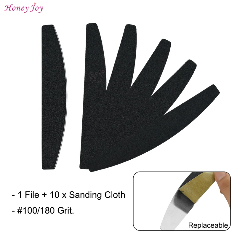Buy 1 Set Replaceable Nail Files Grit 100/180 Curve Double Side Stainless