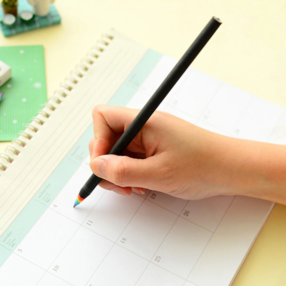 

BP 2 pcs/lot Creative Korea Stationery Rainbow HB Pencil Black and White Students Kawaii Writing Pencils School Office WJ-B P93