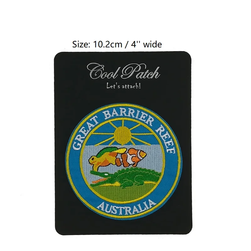 

4" Great Barrier Reef Australia Travel Souvenirs patch NATIONAL PARK transfer Embroidered Iron On sew on patches for Clothing