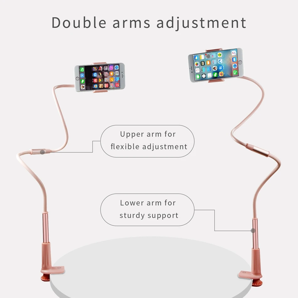 LINGCHEN гибкий держатель для телефона с поворотом на 360 градусов для универсальных мобильных телефонов с двойной регулировкой рук