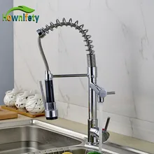 Chrome Polished Pull Down Spray Kitchen Single Handle Sink Faucet One Hole Mixer Tap