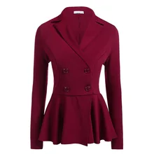 Мода Осень Женщины Пиджаки Куртки Работа Офис Леди Костюм Тонкий Белый Черный Двубортный Рюшами Женский Пиджак Пальто