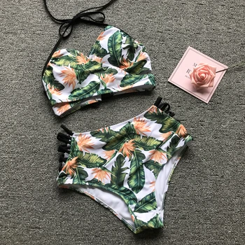 

High Waist Bikini Swimwear Women Swimsuit 2019 Push Up Monokini Sexy Bather Bathing Suit Female Beach Wear Indoor Bikinis Set XL