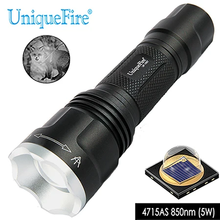 ONLY Torch UniqueFire 1507 4715AS IR 850nm светодиодный фонарик инфракрасный свет 20 мм выпуклая линза регулируемый фокус тактический фонарь ночного видения - Испускаемый цвет: ONLY Torch
