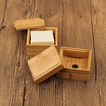 

Natural Wooden Bamboo Soap Dish Wooden Soap Tray Holder Storage Box Container Bathroom Accessories