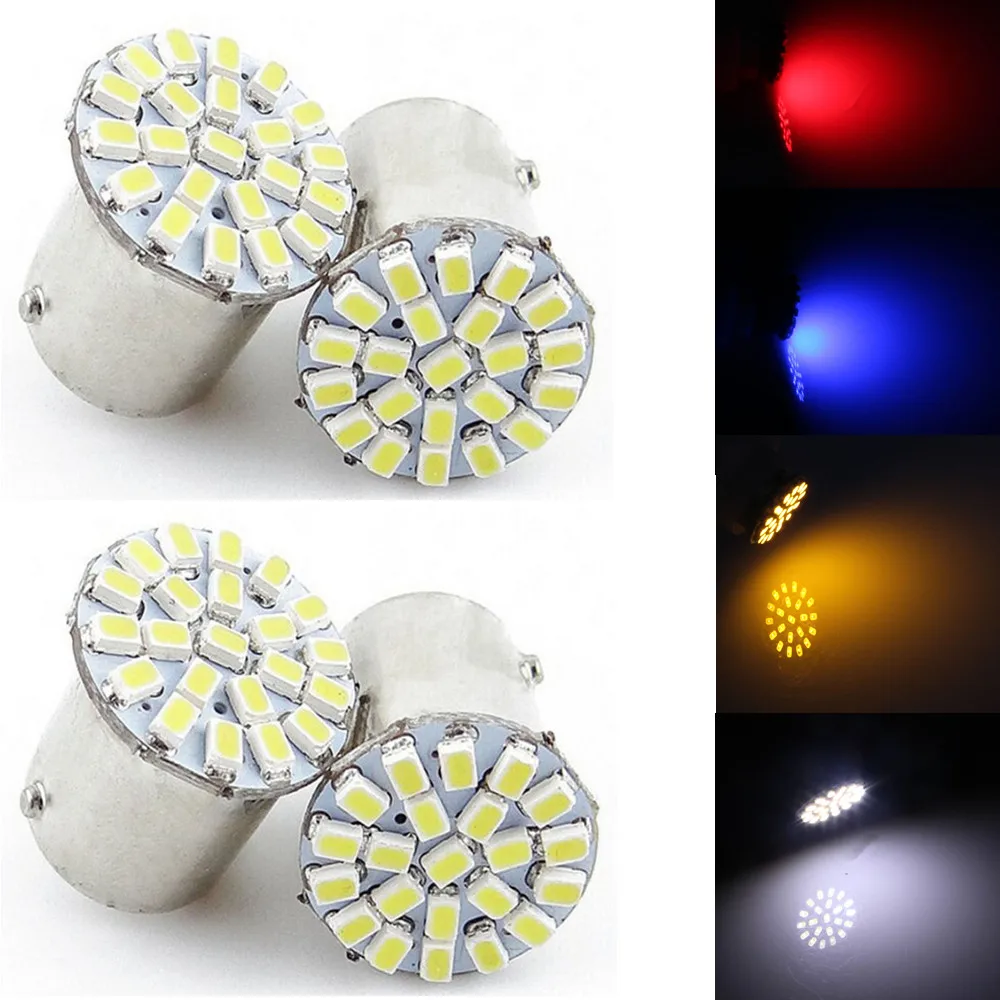 

CYAN SOIL BAY 4PCS BA15S P21W 1156 BAU15S PY21W 3014 22-SMD LED Tail Signal Light Car Lamp Blue Rear Bulb Red White Amber