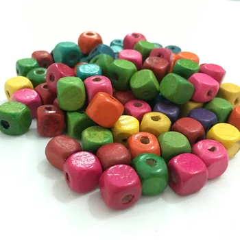 

100 Colorful Wooden Mixed Square Cube Wood Spacer Beads 8*9mm For Children 7NK184