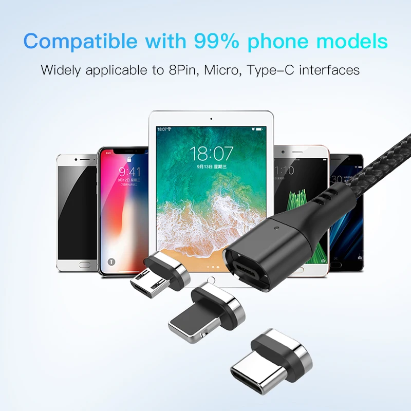 ! Магнитный кабель ACCEZZ 3A для быстрой зарядки iPhone XS MAX Max Micro USB Type C Huawei Xiaomi