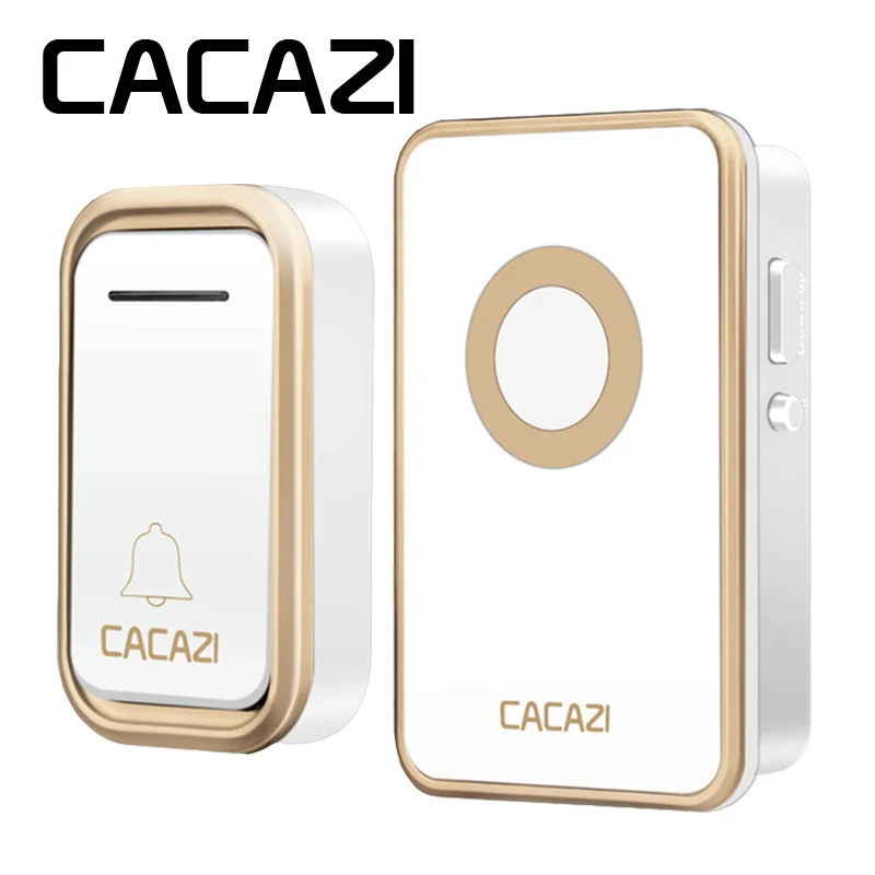 

CACAZI Wireless Doorbell Waterproof Battery Button 300M LED Light EU plug Receiver Home Cordless Bell 3 Volume 38 Chime EU US UK
