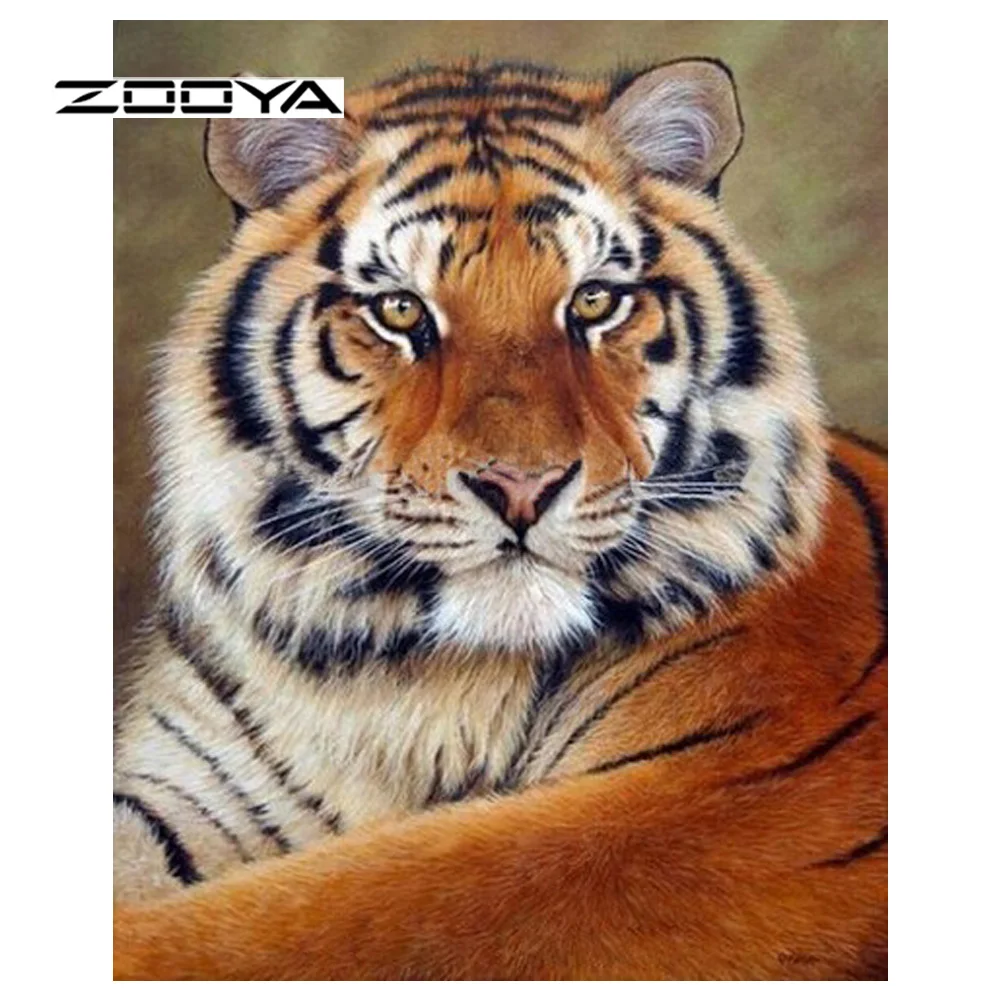 

ZOOYA Animal Tiger Diamond Painting DIY 5D Full Drill Pack Diamond Embroidery Rhinestones Mosaic Kits 3D Decor Craft Gift RF1873