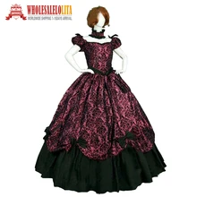 Распродажа, 19 век, винтажные костюмы, викторианский стиль, готический стиль, красное платье с принтом/платья для Хэллоуина с изображением Южной красавицы из фильма «Civil War»