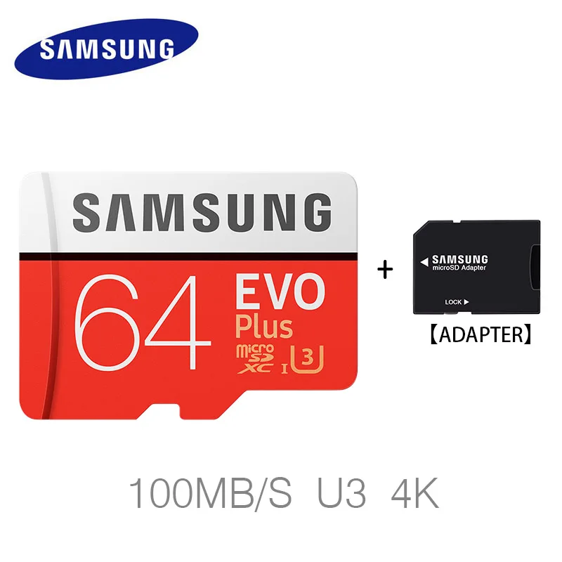 Карта памяти samsung 32 Гб 64 Гб 128 ГБ новая EVO PLUS Micro sd карта класс 10 UHS-1 скорость чтения 100 м/с Microsd для планшетных смартфонов - Емкость: 64G 100MBs U3red