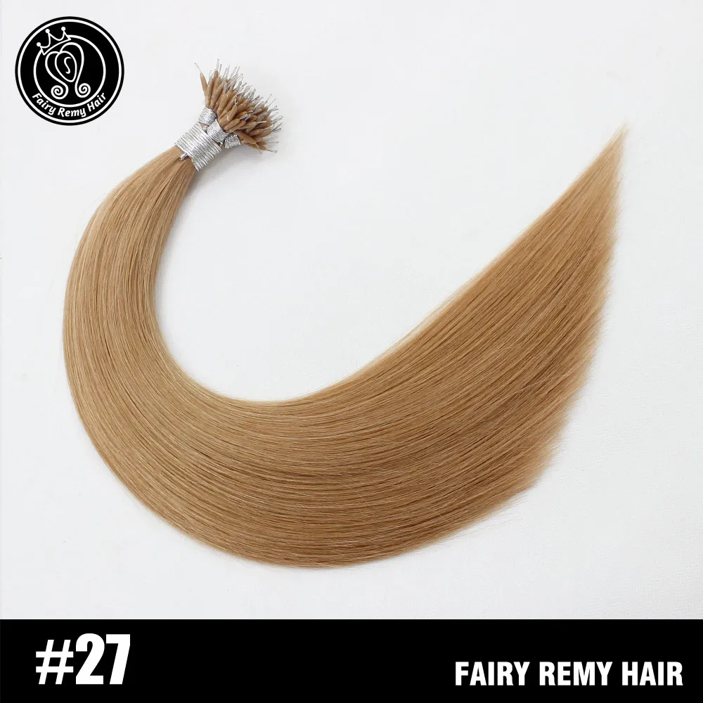 Сказочные волосы remy, 0,8 г/локон, 20 дюймов, человеческие волосы Remy для наращивания на микро кольцах, прямые черные европейские человеческие волосы с нано кольцами, предварительно склеенные - Цвет: #27