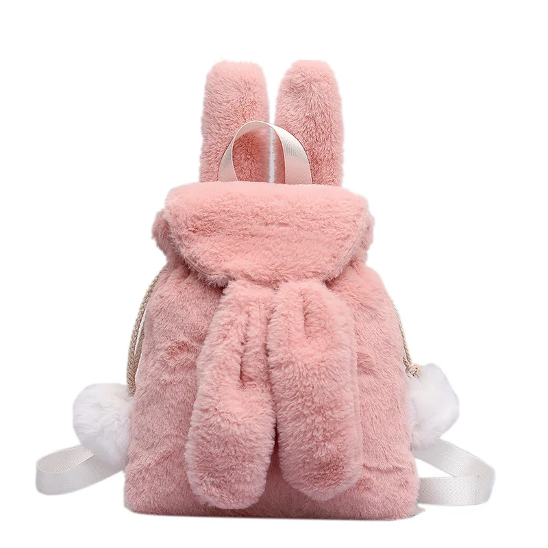 

Faux Fur Rabbit Kawaii Teen Girls school Backpacks Women Double Shoulder Bag Fashion Lovely Mini Backpacks for Women bags