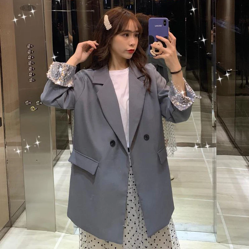 

2019 Spring New Korean Style Boyfriend Women Blazers and Jackets Oversize Casual Blazer Mujer Slim Blazer Feminino