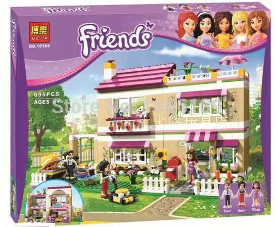 

Grils Friends Bela 10164 695pcs Oliver's House and minifigures Oliver/Peter/Anna figures building block enlighten brick toys
