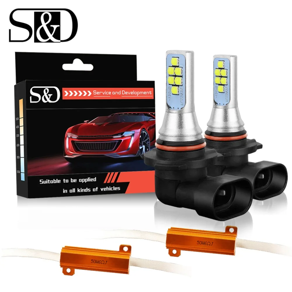2pcs H8 H11 HB3 9005 HB4 9006 LED H16 Bulbs Canbus Error Free Car Fog Lights 12SMD 6000K White Driving Auto DC 12V 24V | Автомобили и