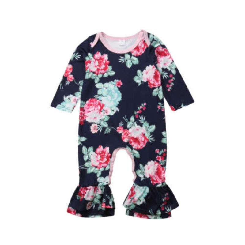 

Newborn Baby Girl Flower Romper Jumpsuit Flare Girls Rompers Autumn Outfits Clothes