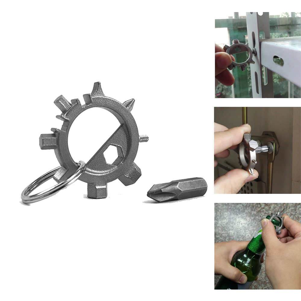 

Multipurpose Screwdriver Stainless Steel Keychain Bottle Opener Nail Puller Screwdriver Camping Equipment EDC Outdoor Multi Tool