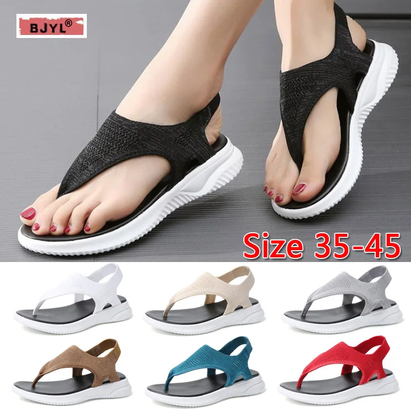 

BJYL sandalias mujer 2019 New sandals flip-flops Korean version casual and simple soft bottom fly mesh women's shoes big girl