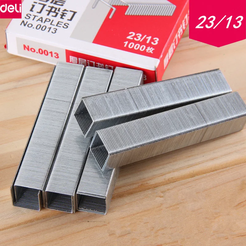 Deli Heavy Duty Staples 23/13 1000pcs Silver Metal Booking Binding