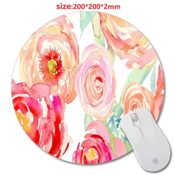 

200*220*2mmBeautiful flowers Round Rubber Gaming Mouse Mat Custom Your Styles Non-slip and Durable Computer and Laptop Mouse Pad