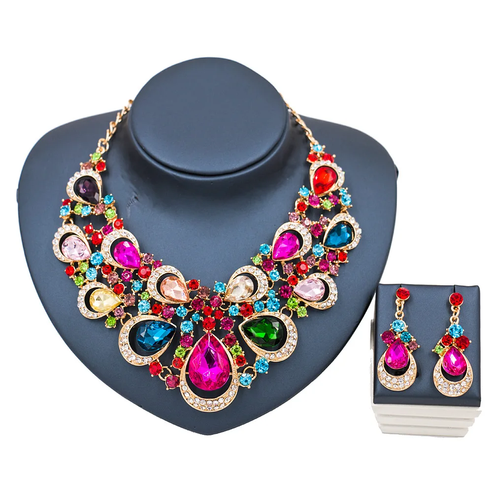 Free Shipping African Beautiful Crystal Rhinestone Jewelry Set Dealky