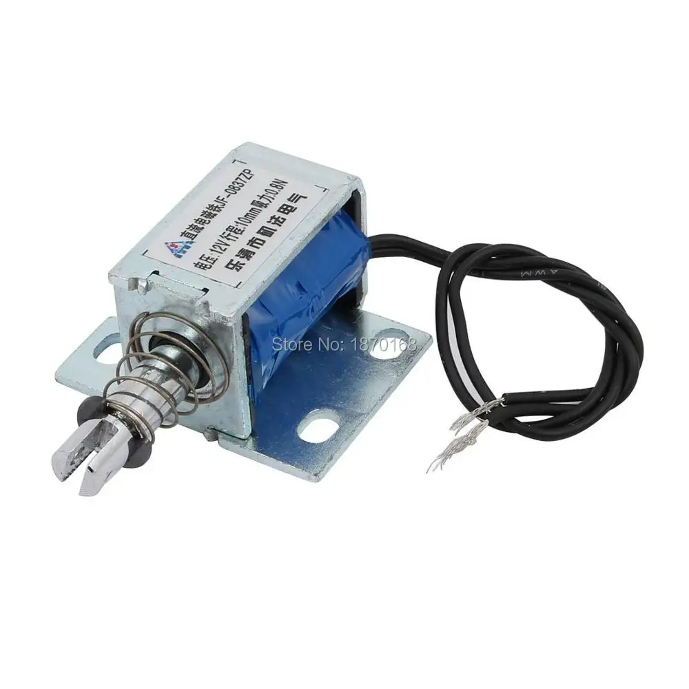 

JF-0837ZP DC 12V 10MM 0.8N Push Type Open Frame Solenoid Electromagnet