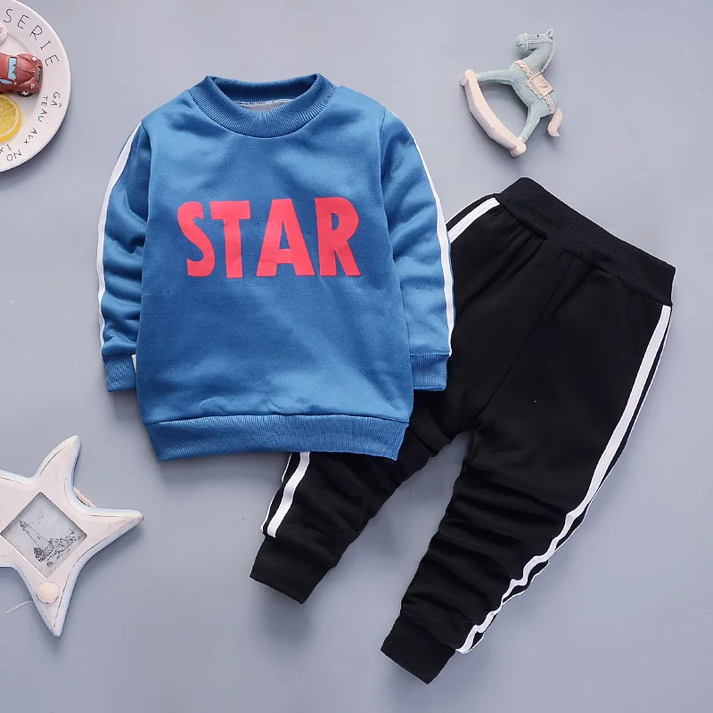 BibiCola 2018 new spring fall baby boy sports clothing set children's casual cotton suit kid's