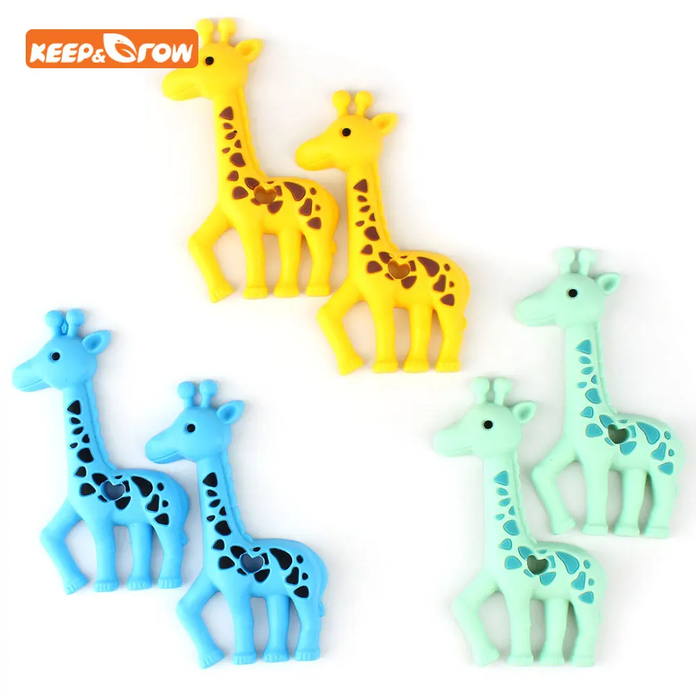 Maintien et croissance de dentition Silicone 2 pièces | Girafe, anneau de dentition cerf bébé, collier pendentif de dentition en Silicone, perle pour bébé, dentition d'entraînement dentaire, cadeau (lot de 2)