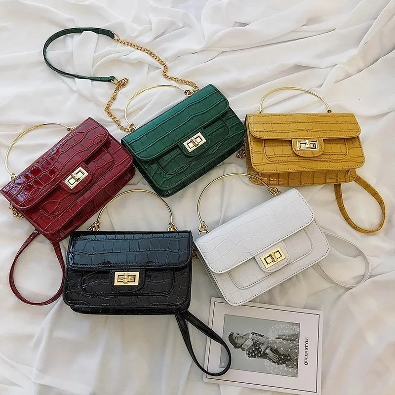 

Stone Pattern Small Square Women Bags 2019 Luxury Handbags Women Bags Designer Female Totes Chains Shoulder Messenger Bags