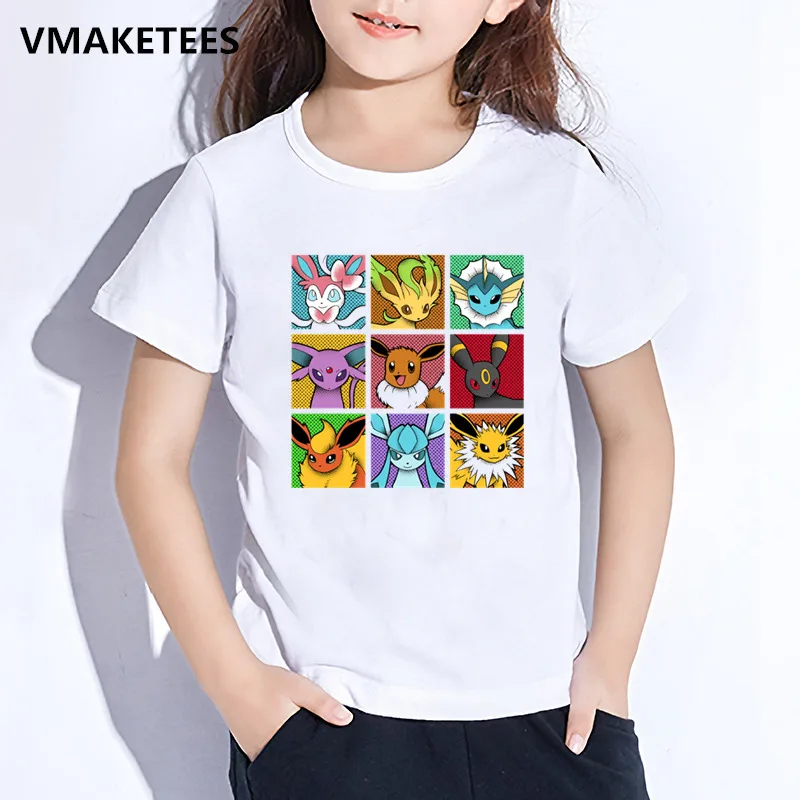 Детская летняя футболка для мальчиков и девочек детская футболка с принтом «Pokemon Go» Милая забавная одежда для малышей ooo5091 - Цвет: ooo5091C