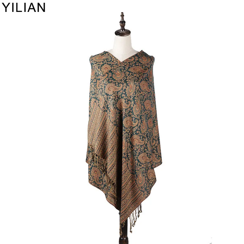 0,23 кг бренд Yilian РЕТРО ПРИНТ Пейсли Женская шаль Осень и зима многоцветный теплый модный шарф для женщин LL008 высокое качество