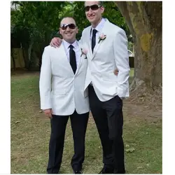 Классические украшения свадебные Для мужчин костюмы белый блейзер с черные брюки 2017 элегантный 2 шт. Формальные Для мужчин выпускного