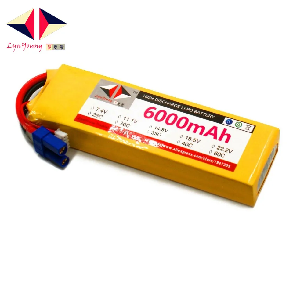 

LYNYOUNG 11.1V lipo battery 3S 6000mAh 60C AKKU for RC Racing Car Truck plane Helicopter Drone UAV