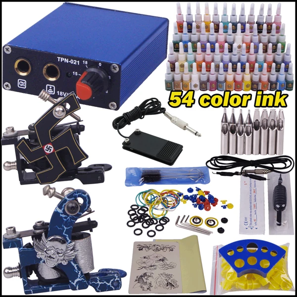 

professional tattoo machine set complete 2pcs tattoo machine power ink switch kit tattoo body paint starter tattoo supplies