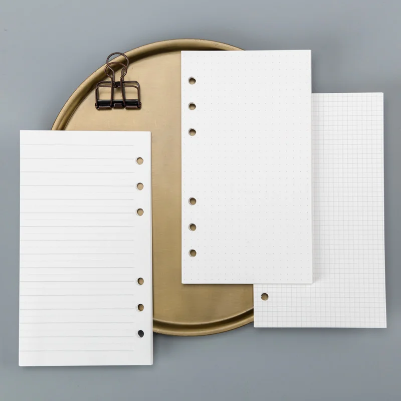 Внутренний блокнот для A6 Sprial Planner Notebook 6 Ring Binder/Planner Insert Lined Dots Grids Blank школьные