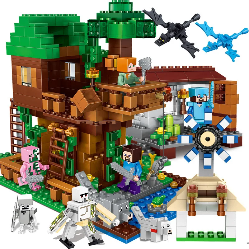 

700PCS Kids Educational Assemble Building Block Toys Compatible Legoing Word Series Jungle Tree House Village Model Brick Toys