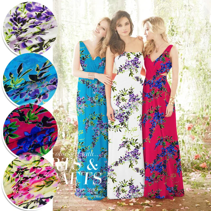 Глициния цифровой печатный Шелковый шифон ткани HLC23