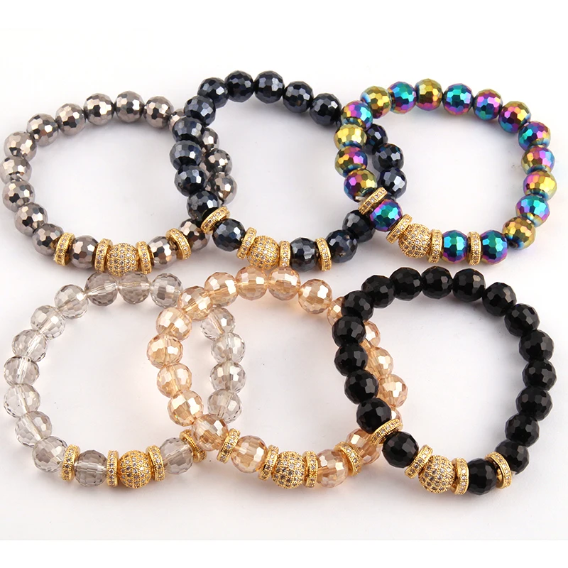 Free Shipping Fashion Women Crystal Armband Facet Global Glass Beads