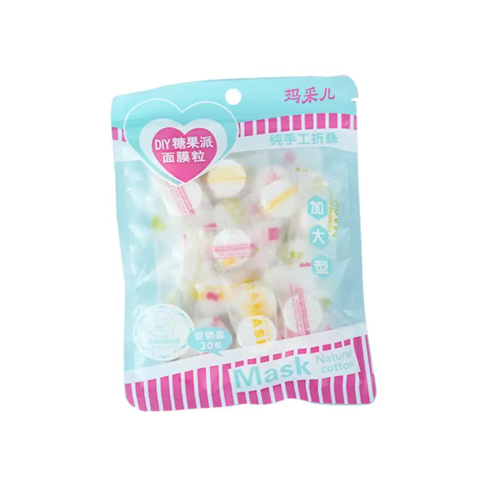 

30PCS/ 1 Set Compression Mask Folded Mask DIY Candy Pie Compression Mask Paper Easy To Use And Portable