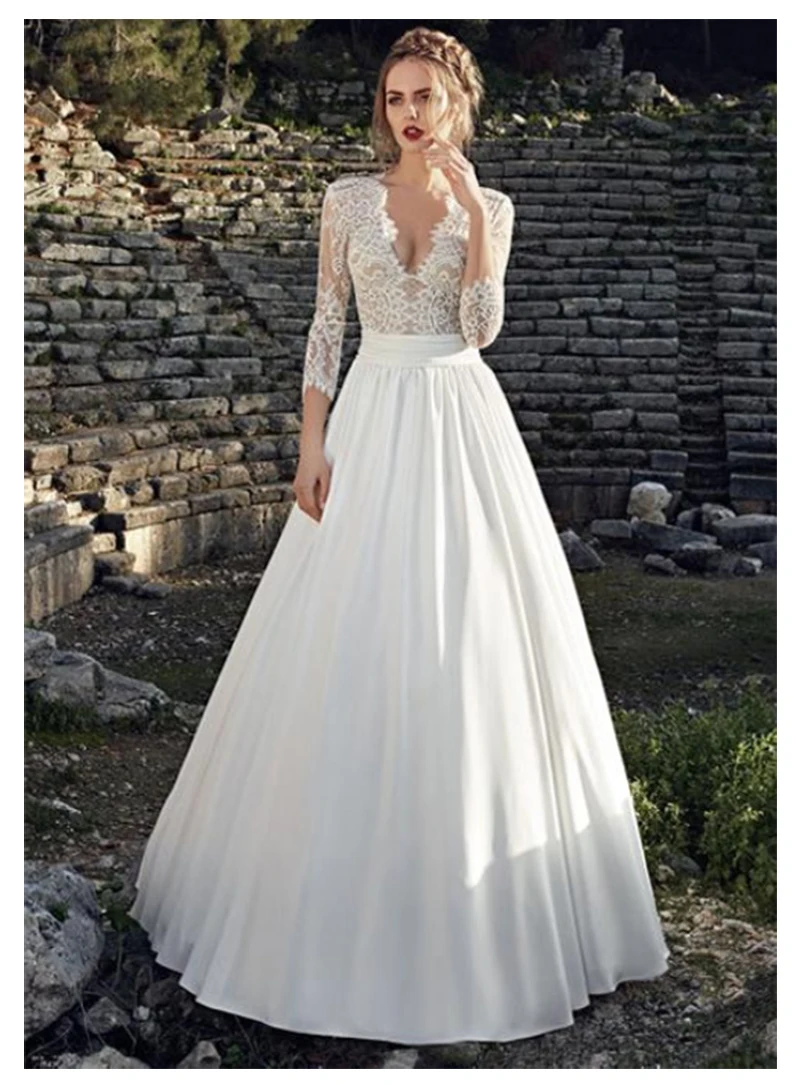 Платье для свадьбы LORIE Boho шифоновое кружевное платье с длинным рукавом 3/4