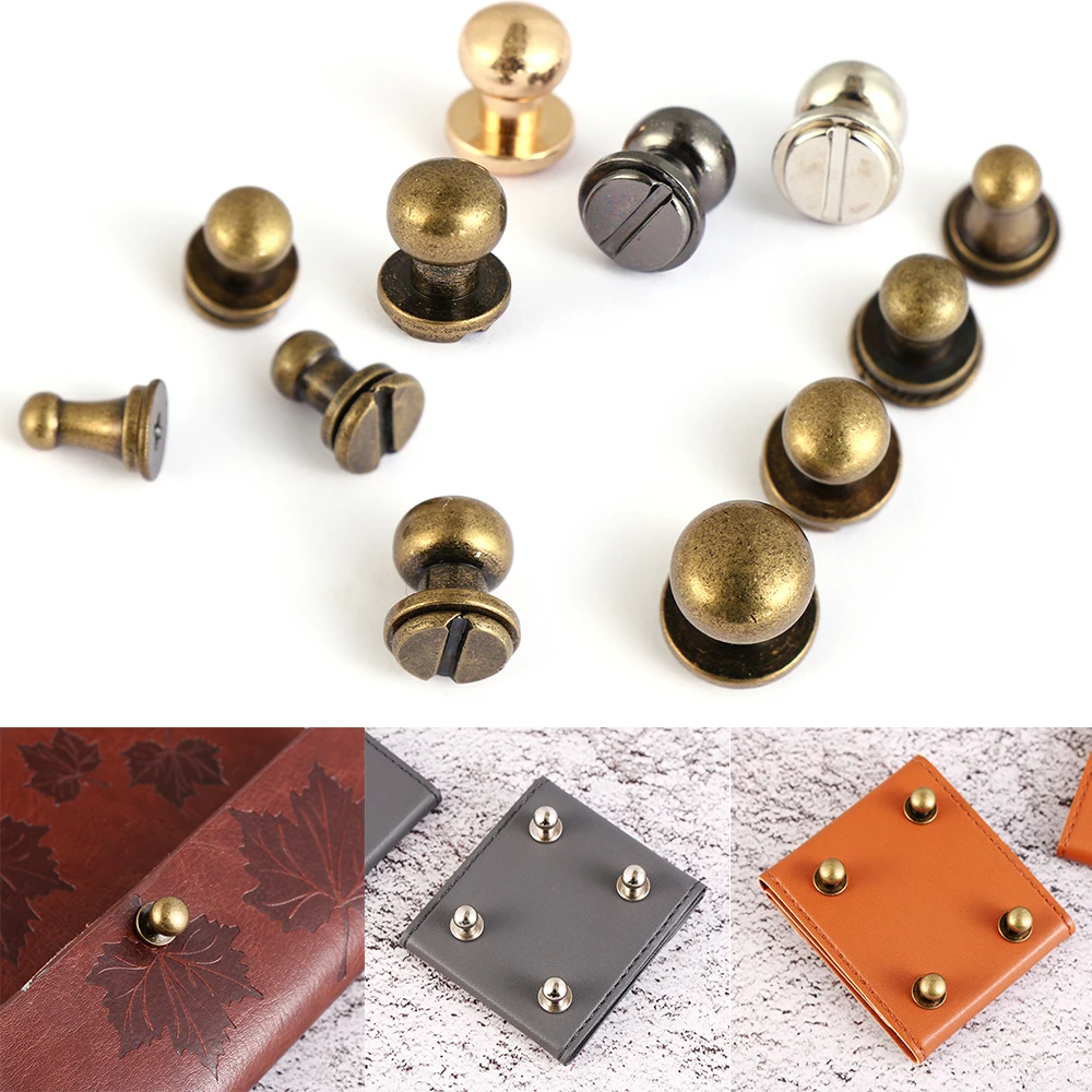 

10pcs Monk Head Screws Leather Craft Belt Wallet Solid Brass Nail Rivets Screws Bag/Shoes/ Clothes Accessories