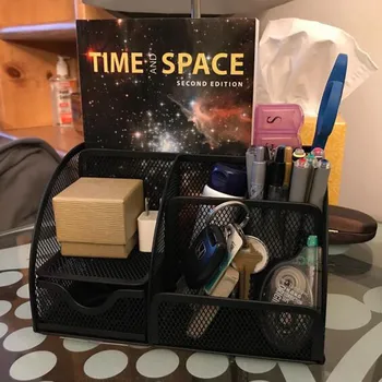 

Mesh Desk Organizer Office Supplies Caddy Combination Pen Holder Card Case Organizer Storage Box Black W0702